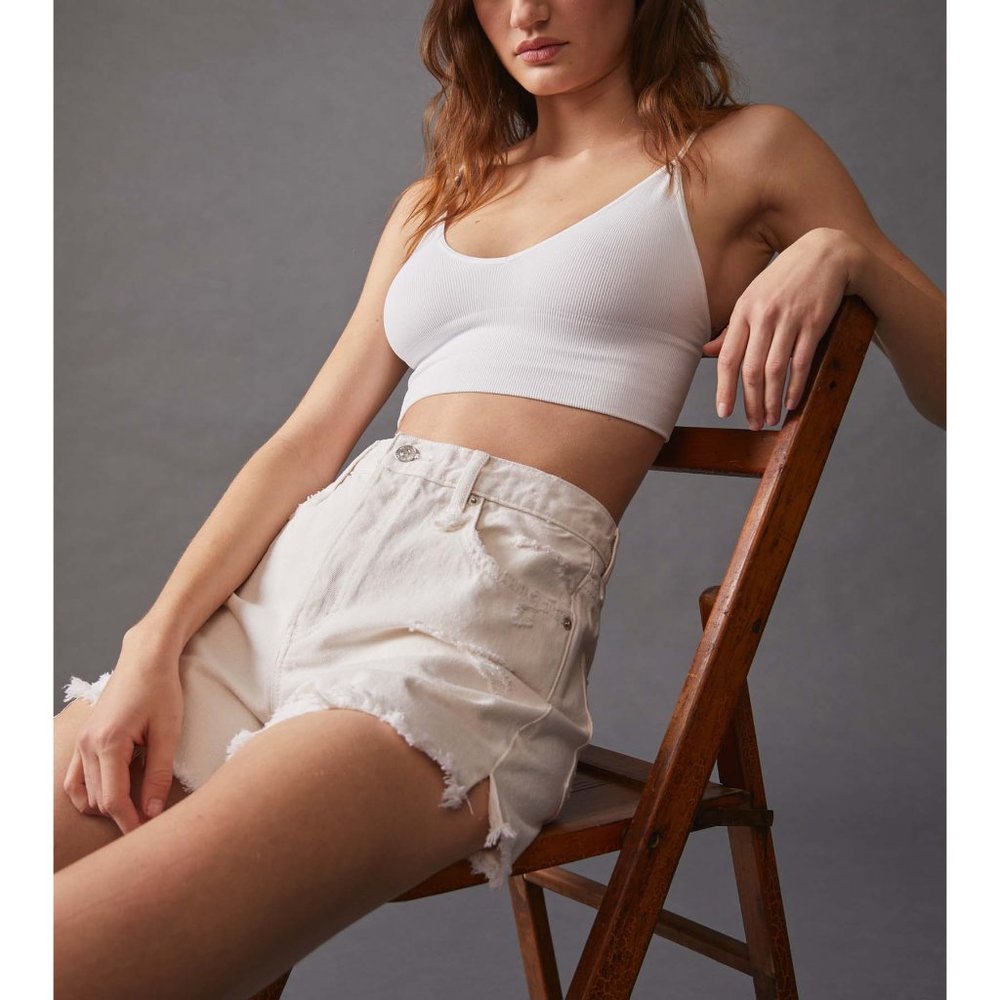 🎉LAST CHANCE🎉 NWT Free People Makai Cut Off Shorts / Bright White - Picture 8 of 10